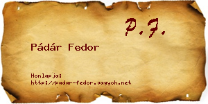 Pádár Fedor névjegykártya